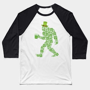 Leprechaun Bigfoot St. Patrick's Day Irish Clover Baseball T-Shirt